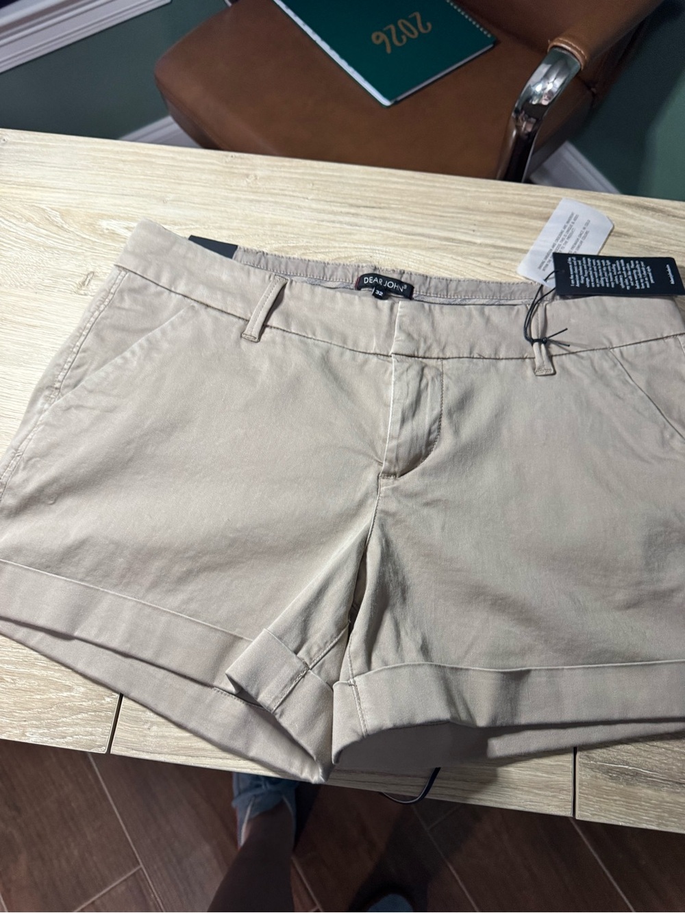 Dear John Neutral Linen-Blend Khaki Shorts